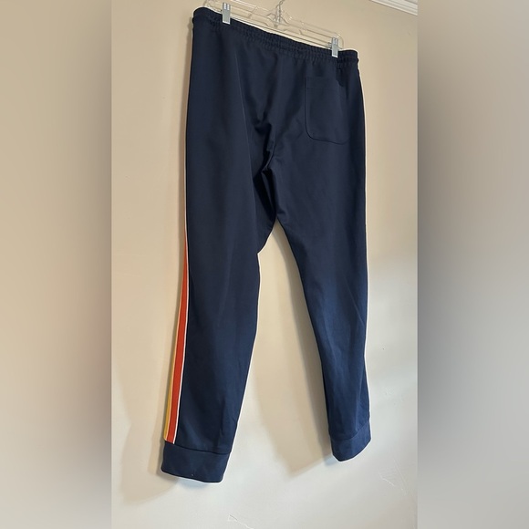 Original Penguin Navy Track Pants M 34” Waist Retro Stripe Joggers Cuffed Leg - Picture 8 of 10